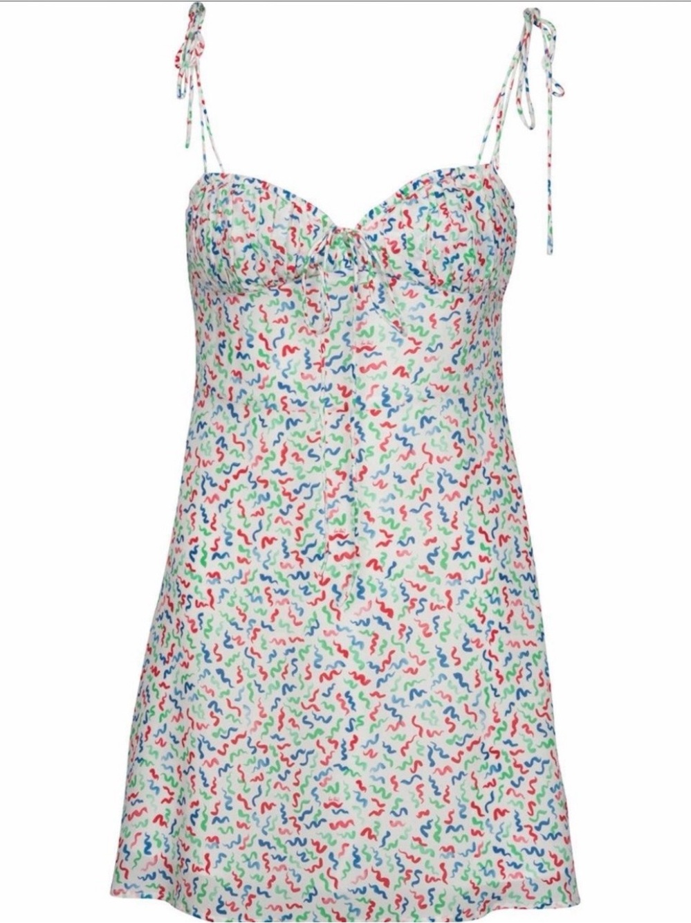 Realisation Par White Multicolor Squiggle Tie-Shoulder Chemise